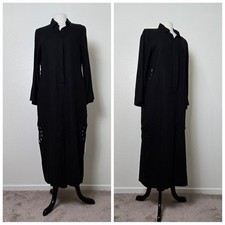 YF&B Maxi Black Dress Small Crochet Details Linen Caftan NWT Emo Whimsical Fairy