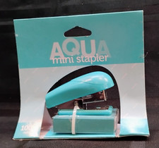 AQUA Mini Stapler with Matching 1,000 Colored Staples Office Depot Aqua Blue NEW