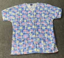 SCRUB TOP Size Large Bright Mixture of colorful Flowers Barco Uniforms.
