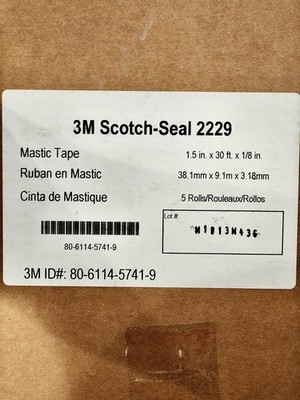 3M Scotch-Seal Mastic Tape Compound 2229, 1-1/2 in x 30 ft, Black 1 Case 5 Rolls