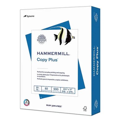 Hammermill Copy Plus 8.5'' x 11'' Letter Size Copy Paper, 20 lbs., 500 Sheet/Ream