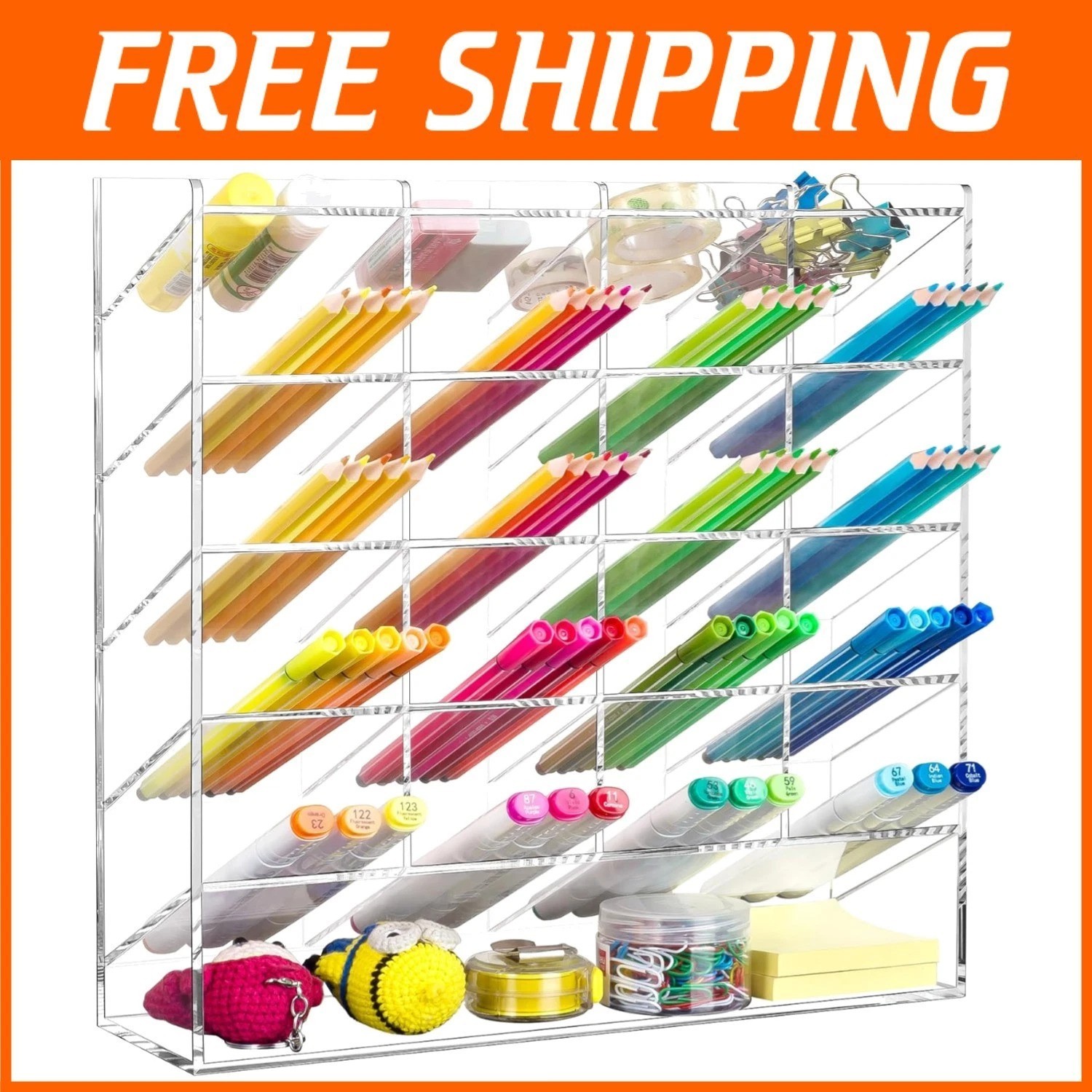 Acrylic Marker Organizer for 250 Markers, Clear Pen Holder