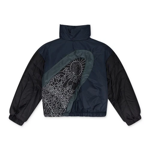 NWT WHO DECIDES WAR INDIGO DIAGONAL GLASS PUFFER JACKET SIZE M $1250 - product listing photo