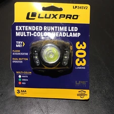 LUXPRO LP345V2 Headlamp 303 Lumens with Multi-Color Flood Lights