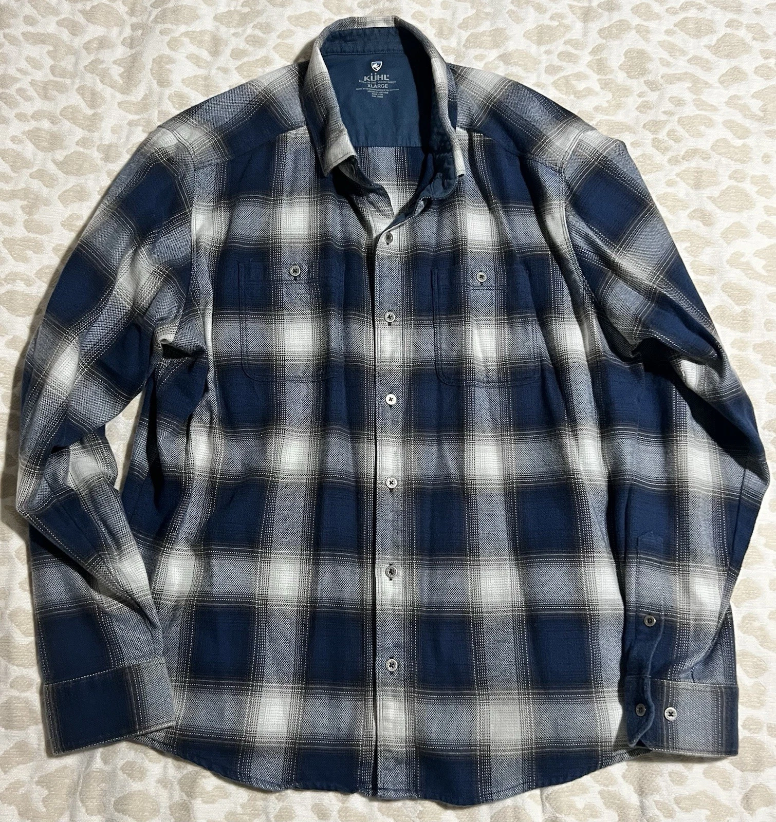 Kuhl Shirt Mens XL Plaid Long Sleeve Button Up Outdoor Hiking Blue