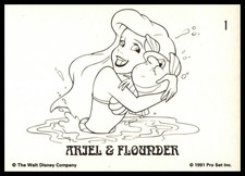 Ariel & Flounder 1991 Pro Set The Little Mermaid #1 Raw Card