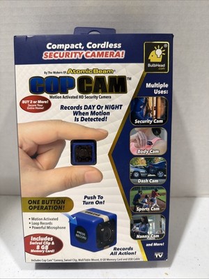 Atomic Beam Cop Cam Portable Motion Activated HD 720p Surveillance Camera Blue