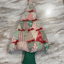 Vintage Christmas Tree Quilted Fabric Wall Hanging Handmade  Read