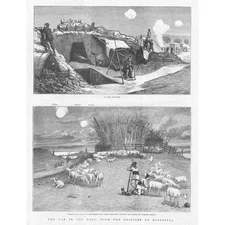 RUSSO TURKISH WAR Scenes with the Russians at Oltenita - Antique Print 1877