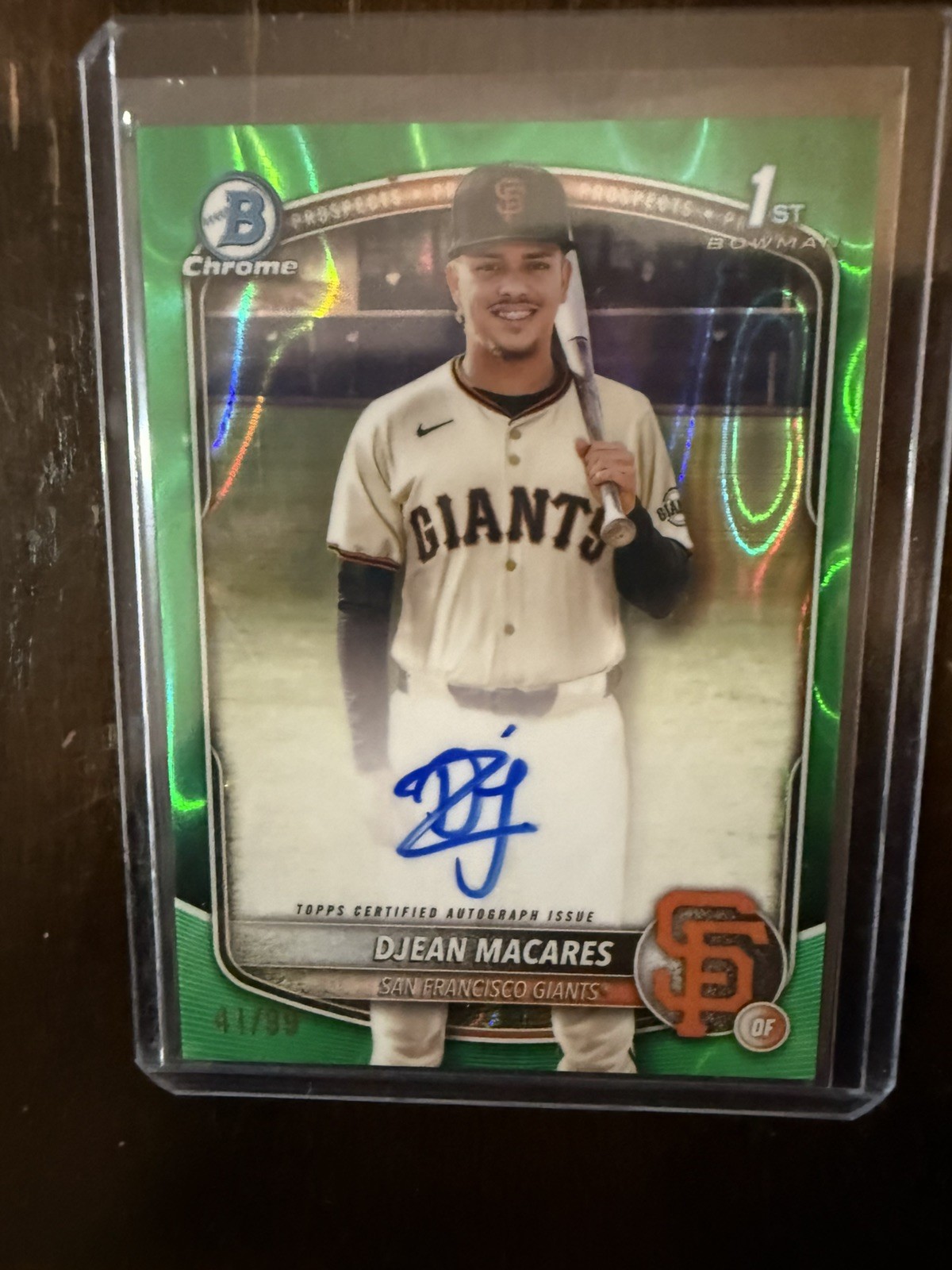 2025 Bowman Chrome Bowman 1st Djean Macares Green Lava Auto 41/99 