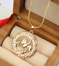 Gold Plated Brass, XPPT1335 Scorpio Zodiac Rose Gold Pendant in