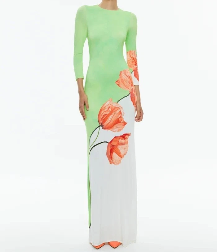 long sleeve silk dresses Veronica Beard Ember Silk-Blend Maxi Dress | Blue Coast Multi