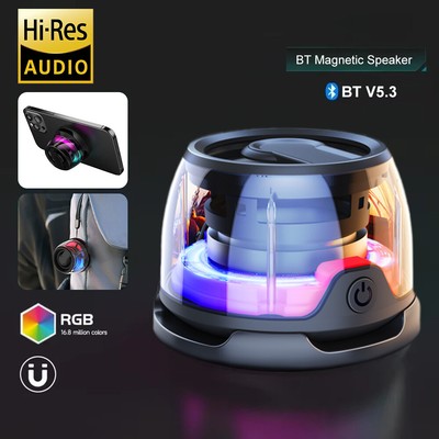 Magnetic Bluetooth Speaker Mini Wireless RGB Portable Phone Holder & Charger