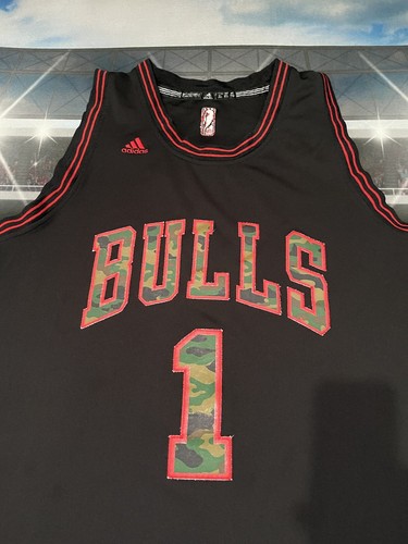 Derrick Rose #1 Chicago Bulls Adidas Black Camo Jersey Sz XL Preowned - Picture 3 of 12
