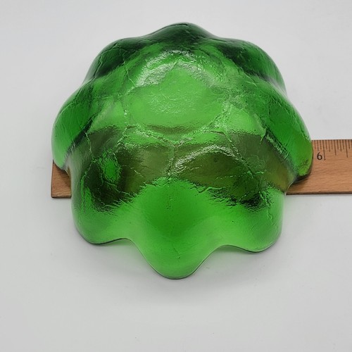 Blenko Wayne Husted Art Glass #6143s Scalloped Petal Bowl Grass Green Textured - Picture 15 of 16