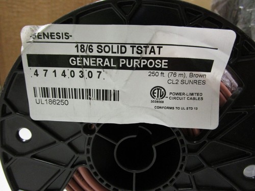Thermostat Cable 250 ft - 18/6 Solid CL2 (PVC) - GENESIS #47140307 - NEW - Picture 2 of 2