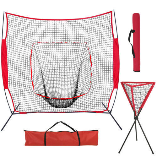 Red de béisbol softbol práctica red de entrenamiento de bateo con bolsa de transporte 7'-7' / 5'-5' - Imagen 18 de 38