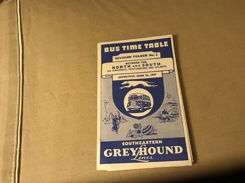 Vtg 1940 Greyhound Bus Schedule Cincinnati Chattanooga ATLANTA EBay