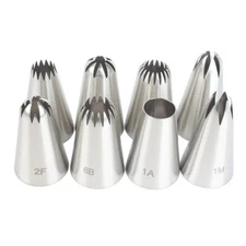 8-Piece Stainless Steel Piping Nozzles Set - Icing Tips for Cakes, Cupcakes, Bis