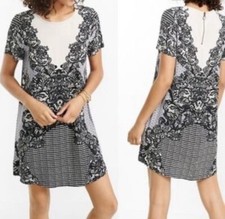 Express Dress Size XS Multi Blue Black Lace Back Zip Party Cocktail -A