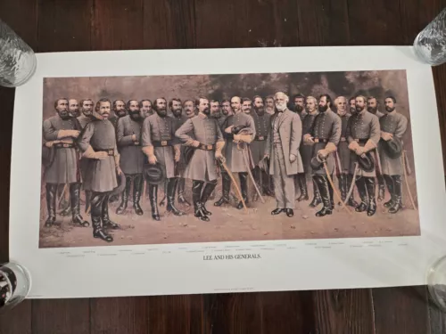 Lee and His Generals Lithograph Print WB Matthews Vintage Civil War Confederate
