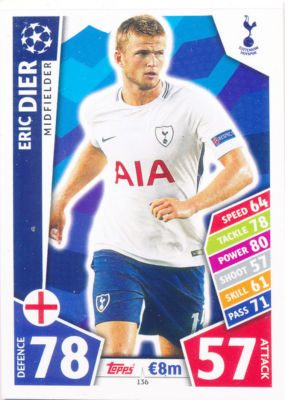 Card Match Attax Champions League 2017 2018 17 18 N.136 Dier Tottenham