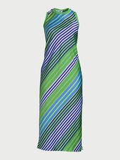 Scoop Women's Sleeveless Satin Midi Tank Dress Size L Green --A5--