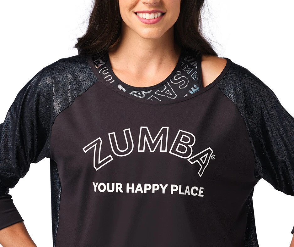 Zumba Your Happy Place Zumba Mesh Pullover - Bold Black ~ New! | eBay