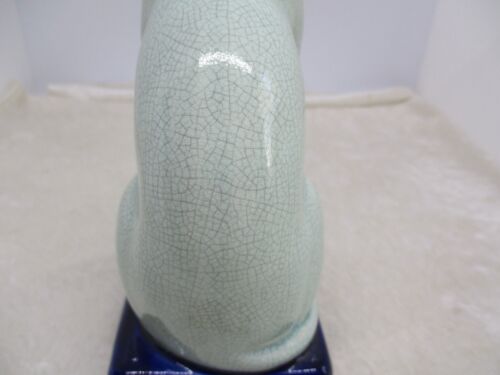 Japan Takahashi Cobalt Crackle-Blue Glazed Cat Staffordshire-Style Figure - Picture 9 of 17
