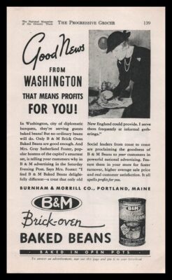 1935 Burnham & Morrill Co. Portland Maine B & M Brick Oven Baked Beans Print Ad