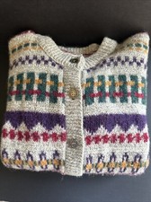 Vtg REI Women Small Wool Cardigan Sweater Nordic Ski Knit Button 90s