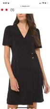 Michael Kors Womens Black Faux Wrap Dress Size XS NWT