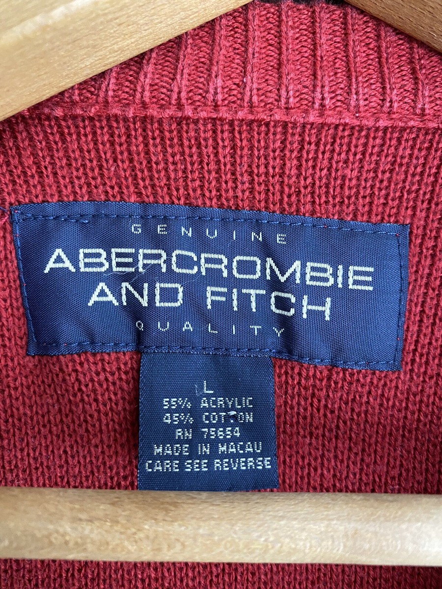 90s VTG ABERCROMBIE & FITCH SWEATER L Red Navy Blue Striped