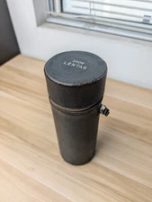 Vintage Lentar Zoom Hard Lens Case 8.5” x 2.75" Leather Pouch with foam inserts