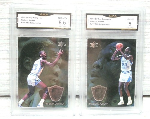 MICHAEL JORDAN College #J17-J10 BGS nm-mint 8 & 8.5 Bull 1998 SP TOP PROSPECTS