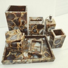 Natural Agate Bathroom Vanity Accessories Set of 7 Home Bath Decor
