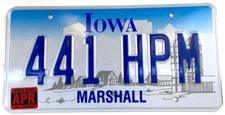 Iowa 2000 License Plate 441 HPM Auto Marshall Co Man Cave Wall Decor Collector