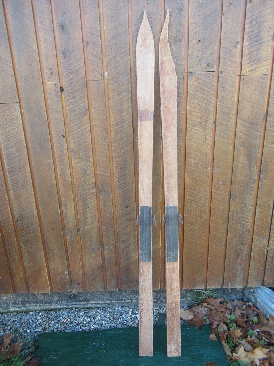 ANTIQUE Wooden Snow Skis 72