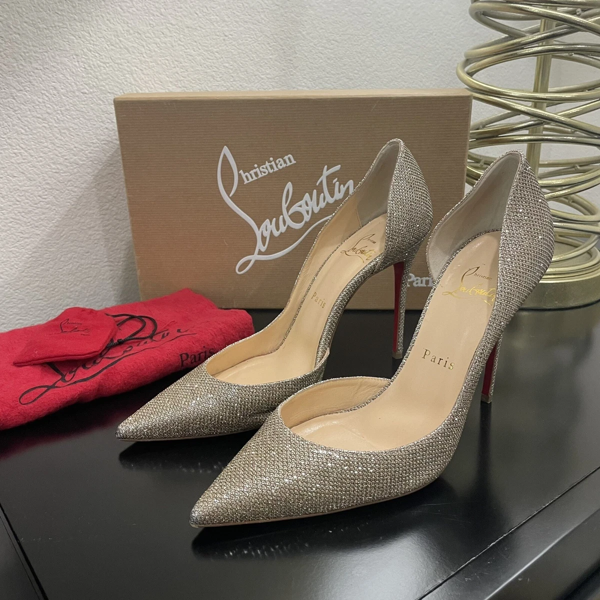Christian Louboutin Iriza 100 Giltter Luminor Gold 38