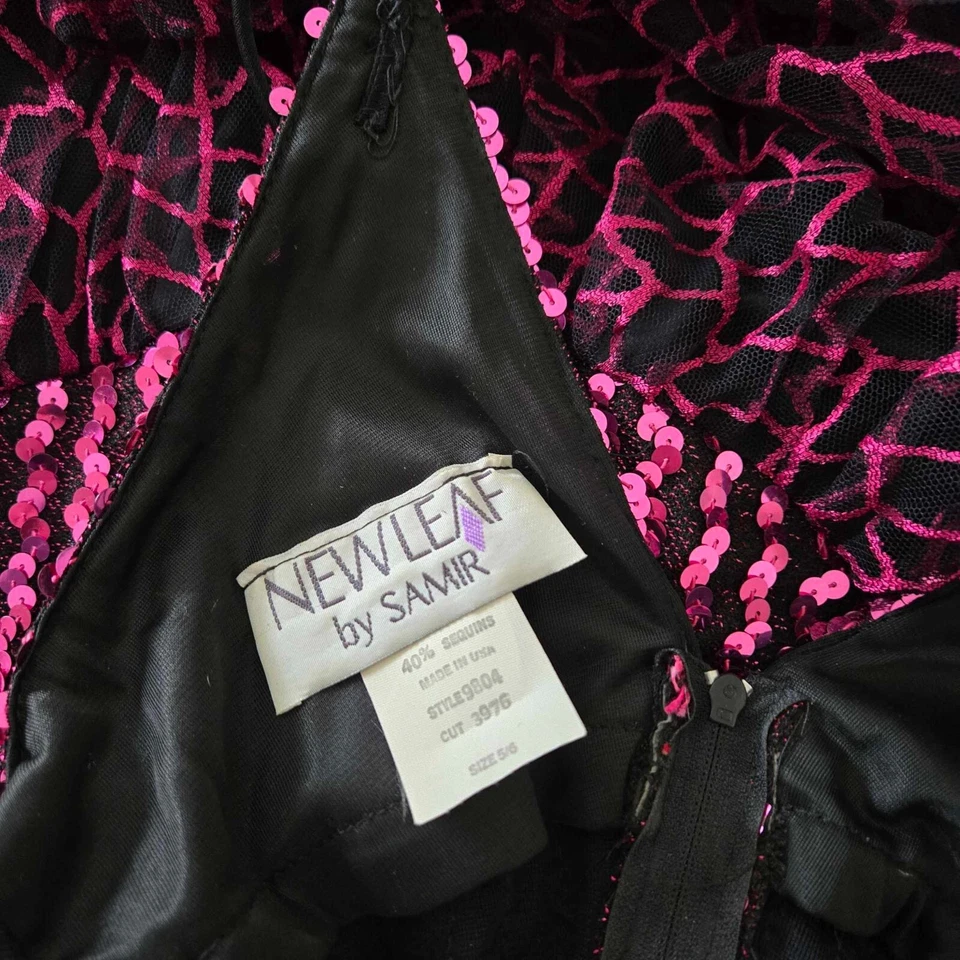 Vestido midi sin mangas Leaf Samir de colección para mujer 5/6 pequeño rosa lentejuelas Y2K años 90 San Valentín Foto 4 de 4