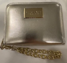 Versace Parfum Perfume Zip Around Gold Wallet Clutch Bag Chain Travel Wristlet