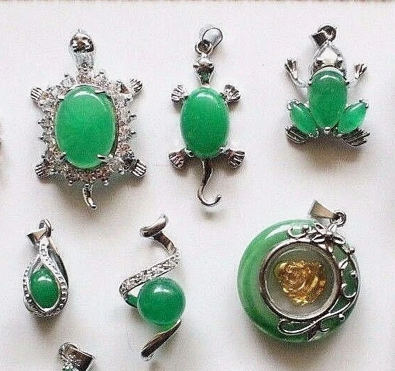 Natural Jade Asian Chinese Gem stone Carved Crystal Jewelry
