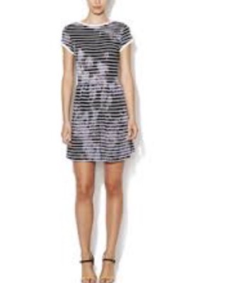 fcuk jersey dress French Connection Amelia Black Tie-Dye + Striped Jersey Dress Size 0