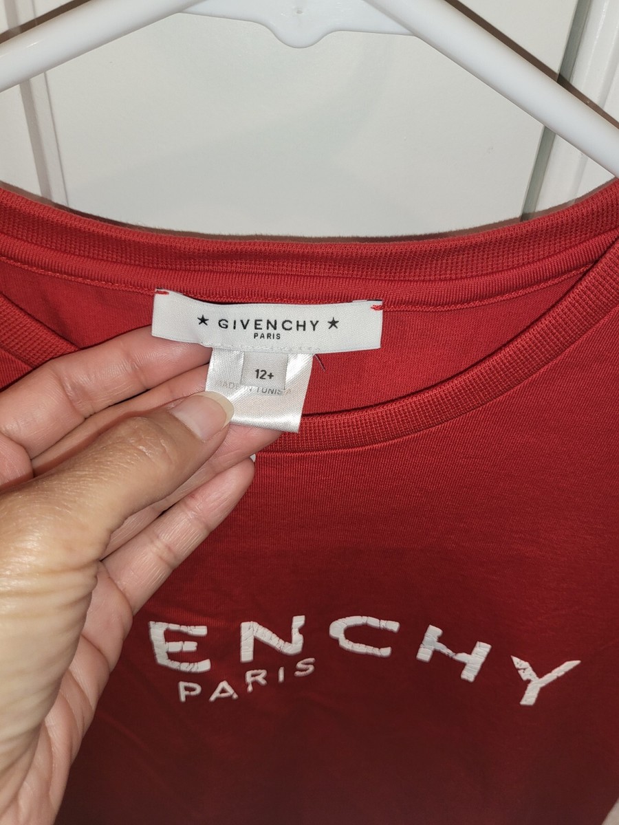 Givenchy Red Logo Distress Big Kid Tee Shirt 12y Women XS | eBay