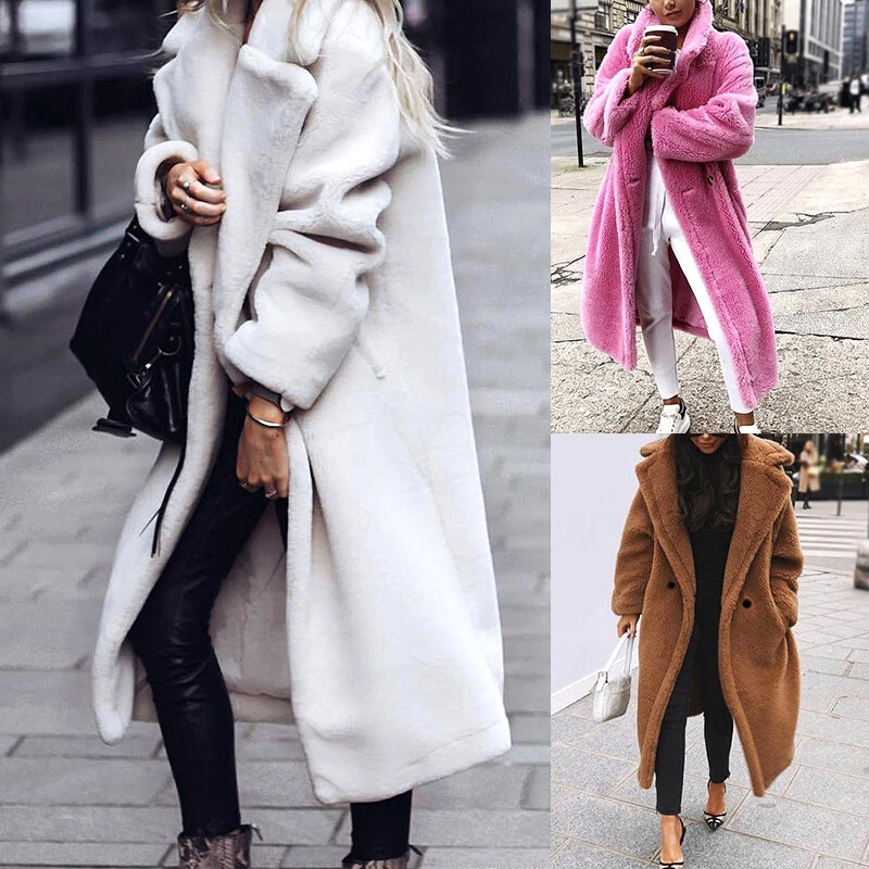Outwear Bear Fur Jackets Women UK Teddy Jumper Faux Winter Coat Fluffy Fleece