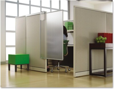 Workstation Privacy Screen, 36w x 48d, Translucent Clear/Silver Workstation Privacy Screen, 36w x 48d, Translucent Clear/Silver