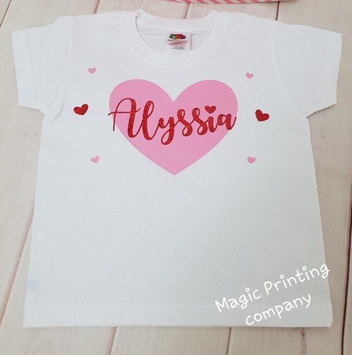 PERSONALISIERTES Mädchen Valentinstag T-Shirt Top Outfit Mädchen Fotoshooting Geburtstag - Bild 3 von 3