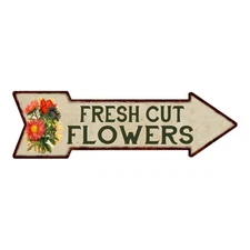 Fresh Cut Flowers Metal Sign 5x17 Arrow Garden Flowers Gift Shed 205170008013