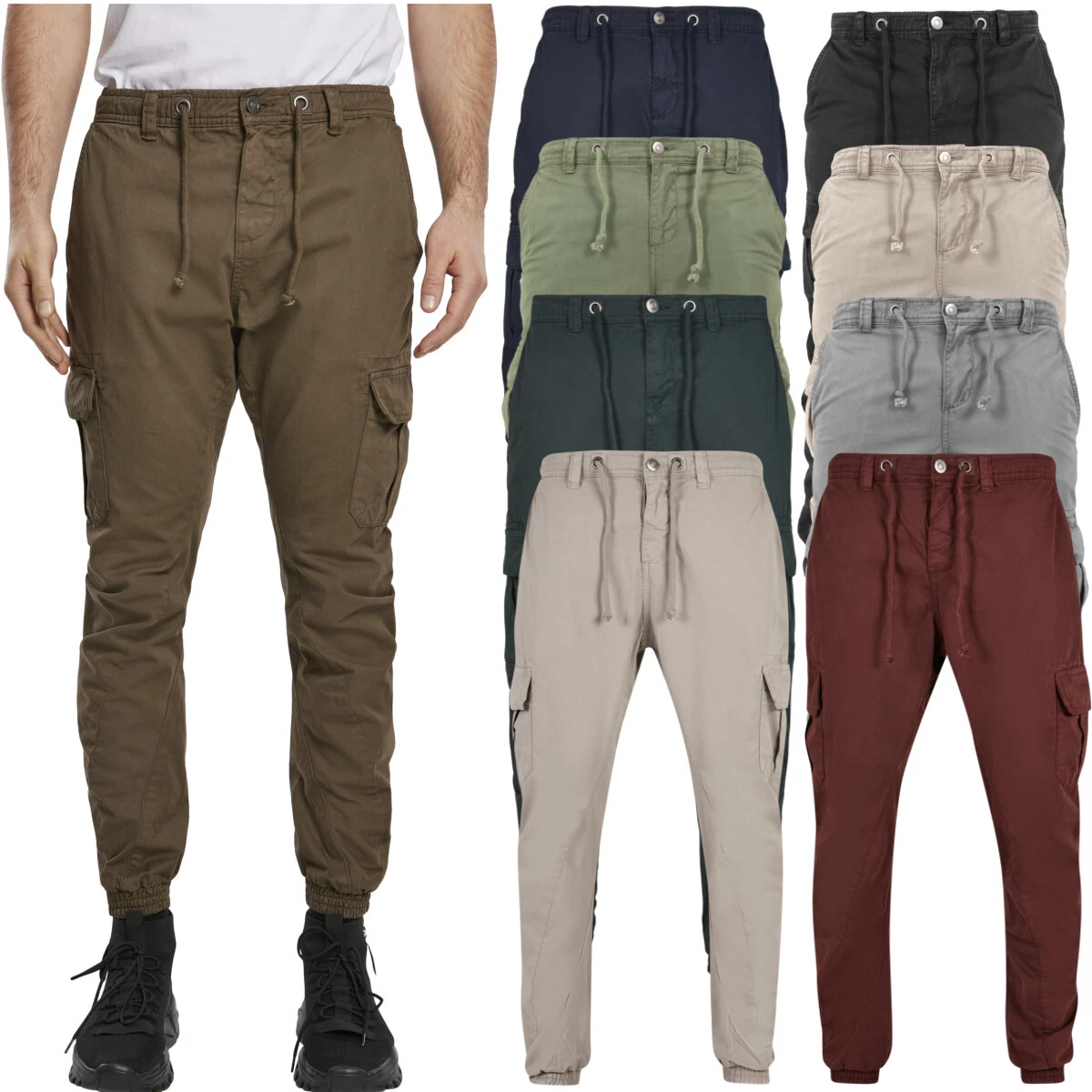 Urban Classics Cargo Jogger Pants Cotton Twill Carrot Tapered Chino Skinny