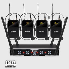 4 Channel Wireless Microphone System Lavalier Headset Mics Professional Grade